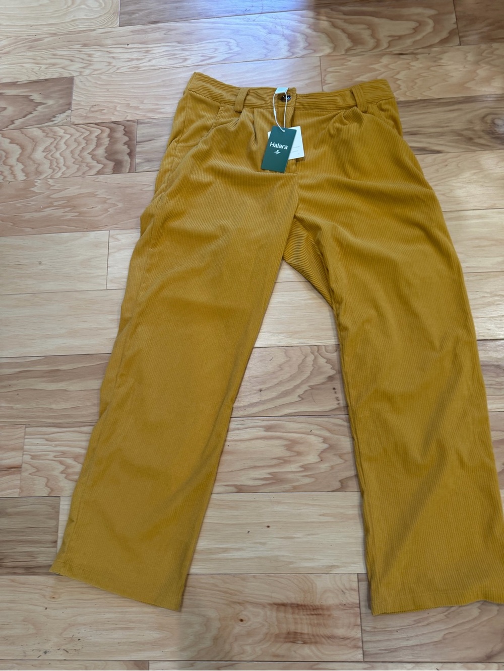 NWT Halara AuraCord Cloud Mustard Corduroy Straight Leg Pants Size Large
